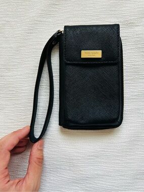 Kate Spade Leather Wristlet Wallet  - black kirstie newbury